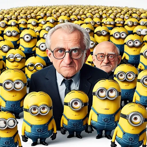 Prompt: many minions with Bananas desny pexals movie poster name with old man