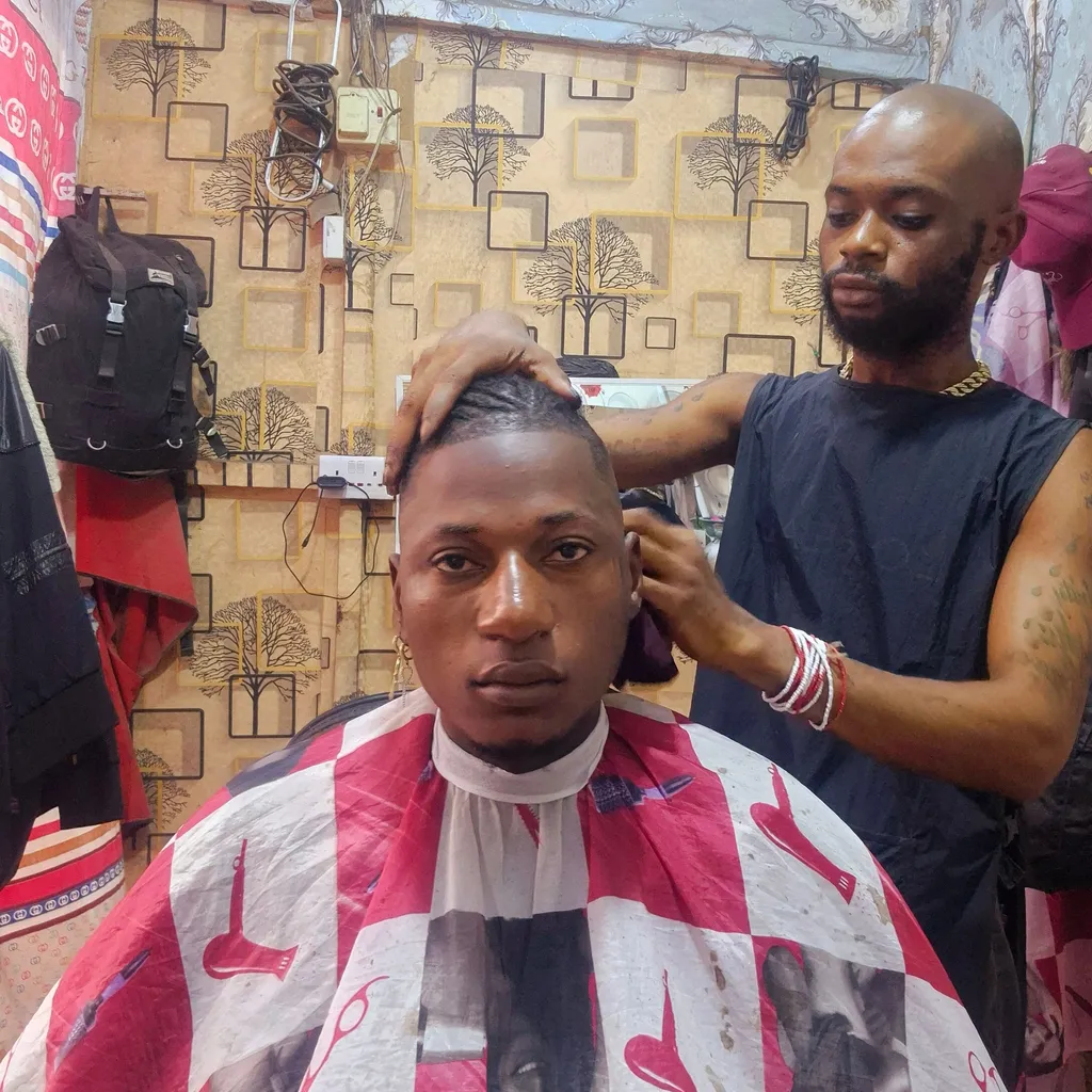 Prompt: bearded man at the barber shop