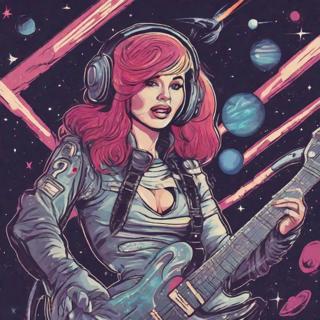 Prompt: Rock and roll space babe