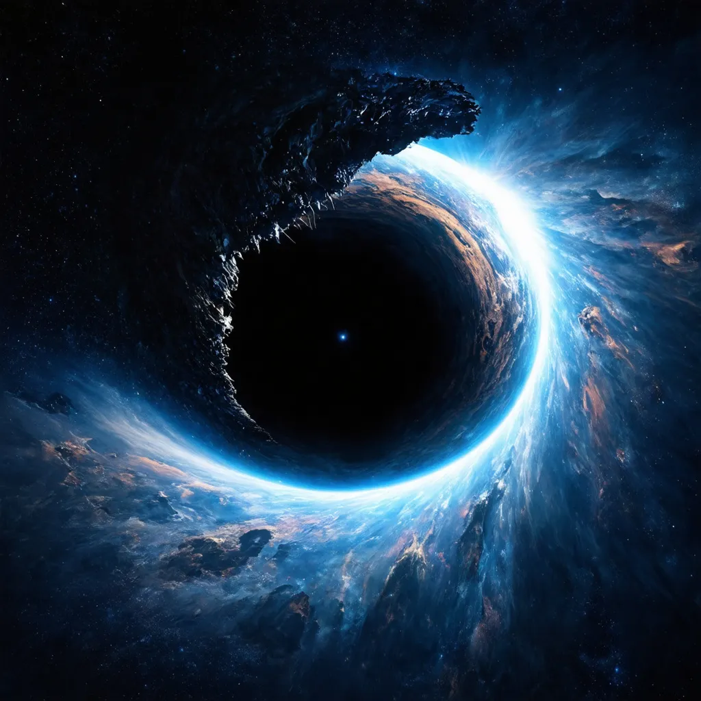 Prompt: blackhole in space devouring a planet