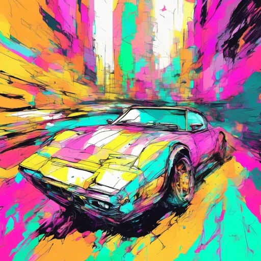 Prompt: vibrant inkpunk style photo of a sports car