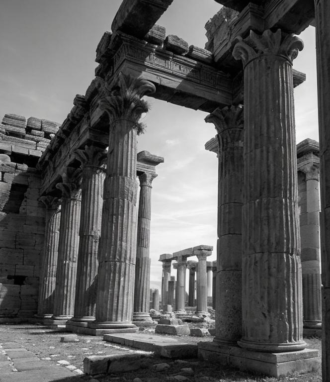 Prompt: <mymodel> pencil-sketch of a ruin of a Roman temple