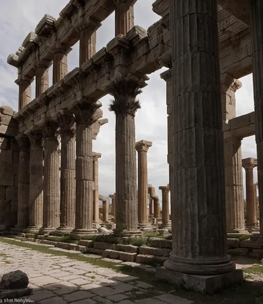 Prompt: <mymodel> pencil-sketch of a ruin of a Roman temple