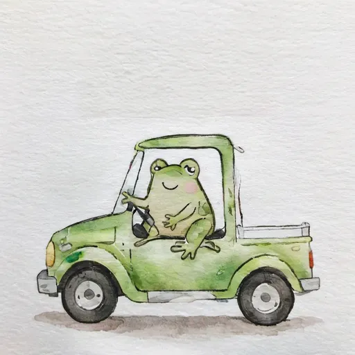 Prompt: a frog driving a truck
