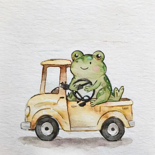 Prompt: a frog driving a truck
