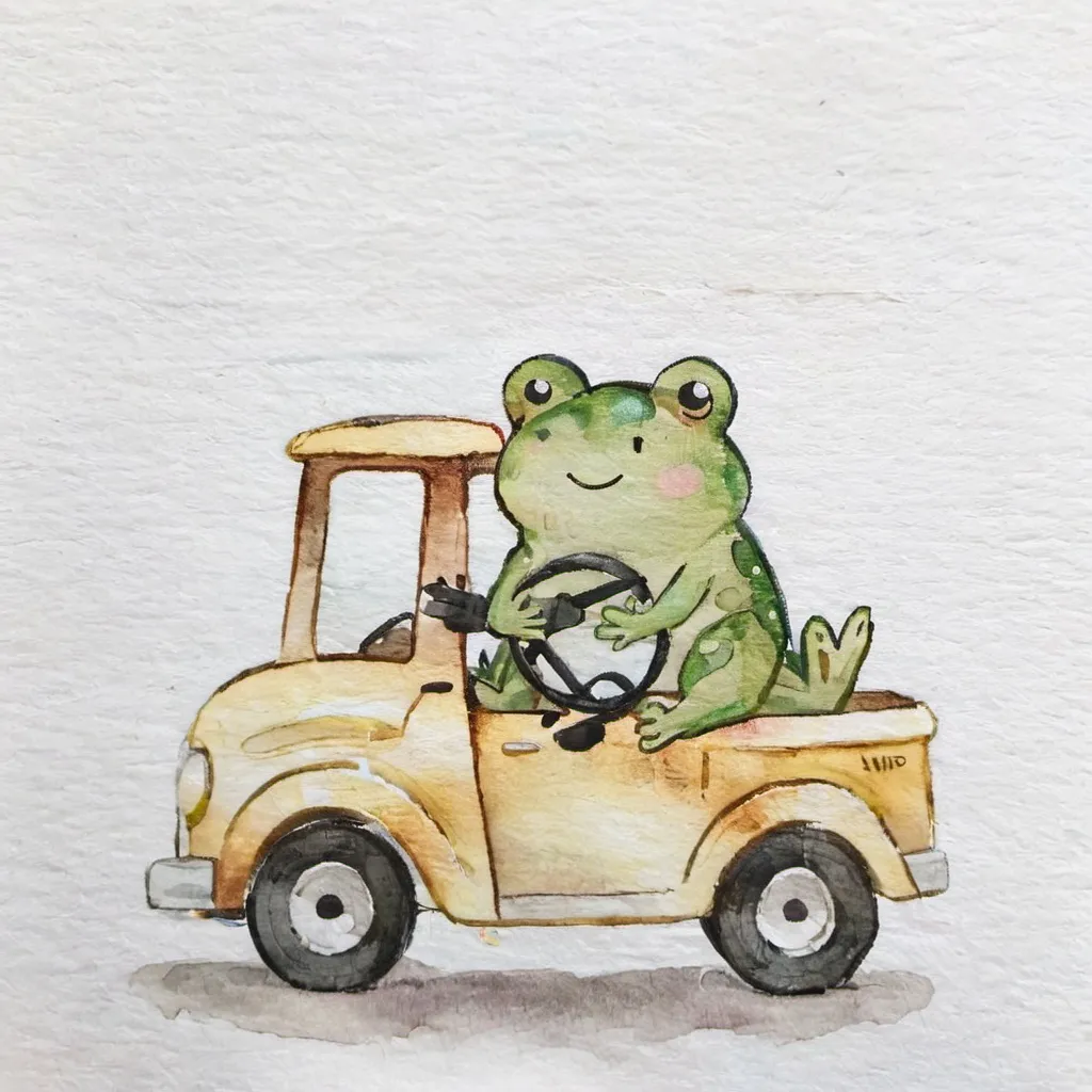 Prompt: a frog driving a truck
