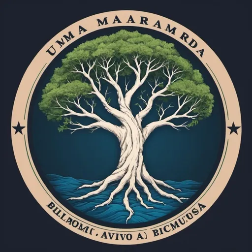 Prompt: logo de uma marca. escrito: Espirito do Nativo.
Uma árvore de Samauma com a rã philomedusa bicolor, ao fundo