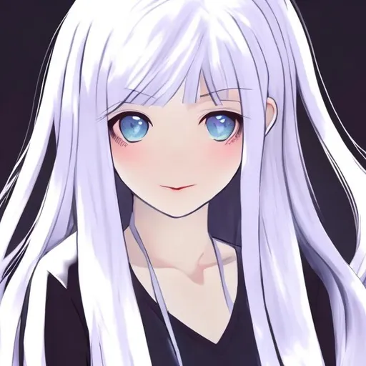 Prompt: a girl with white long hair in anime artstyle