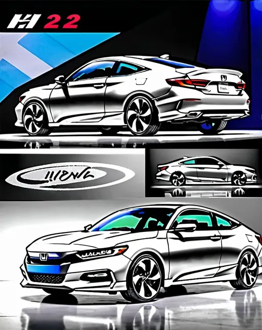 Prompt: 2022-2024 Honda Accord made into a 2-door coupe