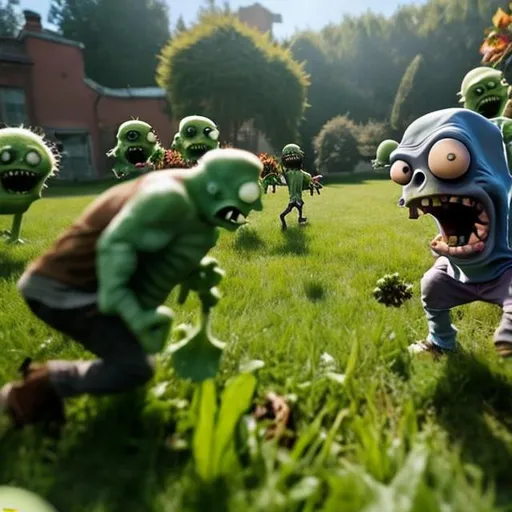 Prompt: plants vs zombies in real life