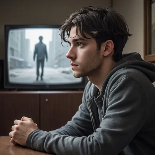 Prompt: The protagonist in my dystopian society is a male who is 27 years old.  He has always been an outlier in this society. While everyone in this society is encouraged to watch TV and stay inside, 