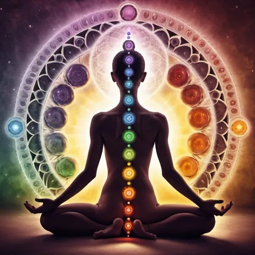 Prompt: Fantasy image of the bodies chakras