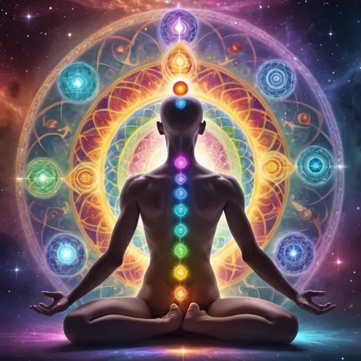 Prompt: Fantasy image of the bodies chakras