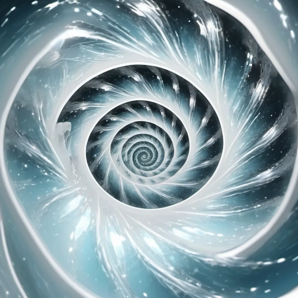 Prompt: Fantasy style a crystal white whirlpool or spiral vortex