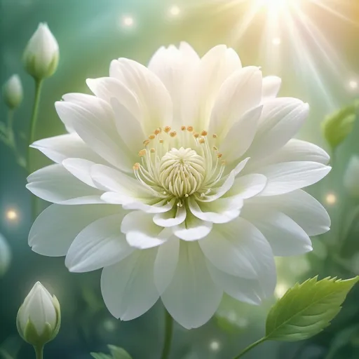 Prompt: Fantasy image of a white flower