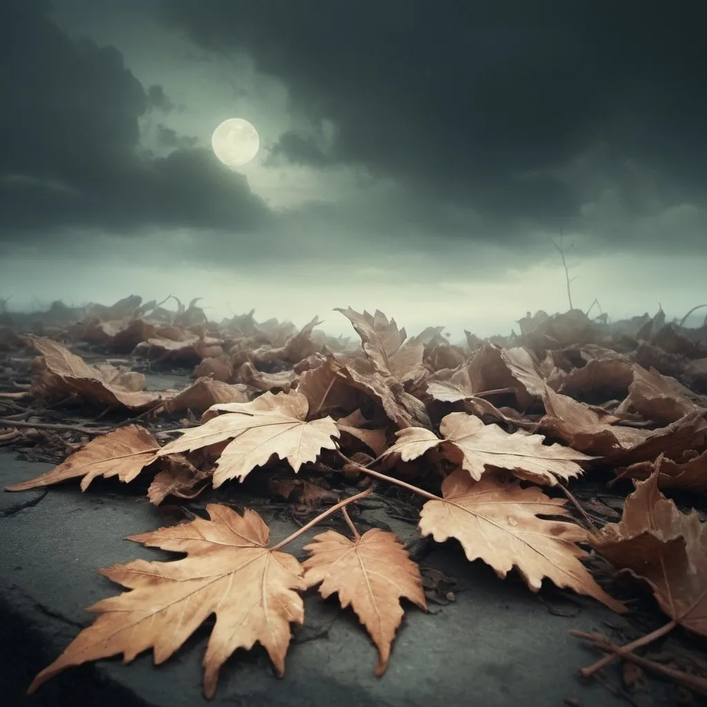 Prompt: fantasy style image of decaying leaves