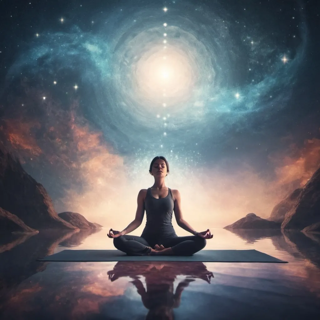 Prompt: fantasy image of a  person practicing yoga nidra