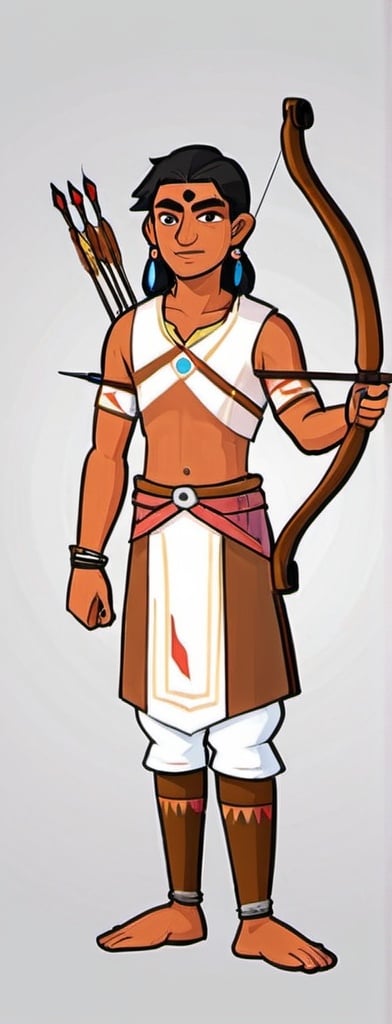 Prompt: Young Indian Archer character teapose , in 2d