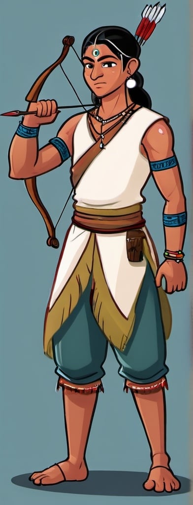 Prompt: Young Indian Archer character teapose , in 2d