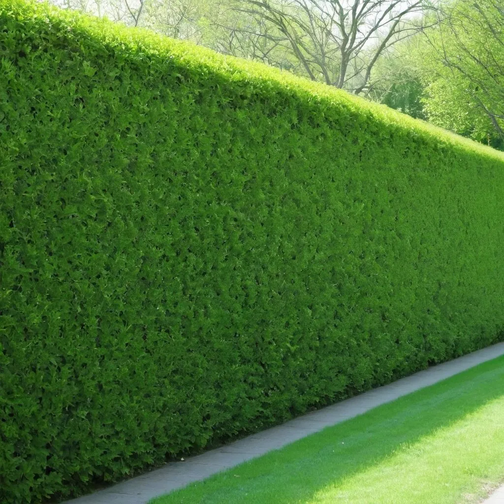 Prompt: Green flowering hedge park
