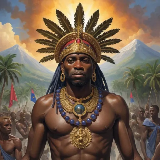 Prompt: haiti as a mythological god