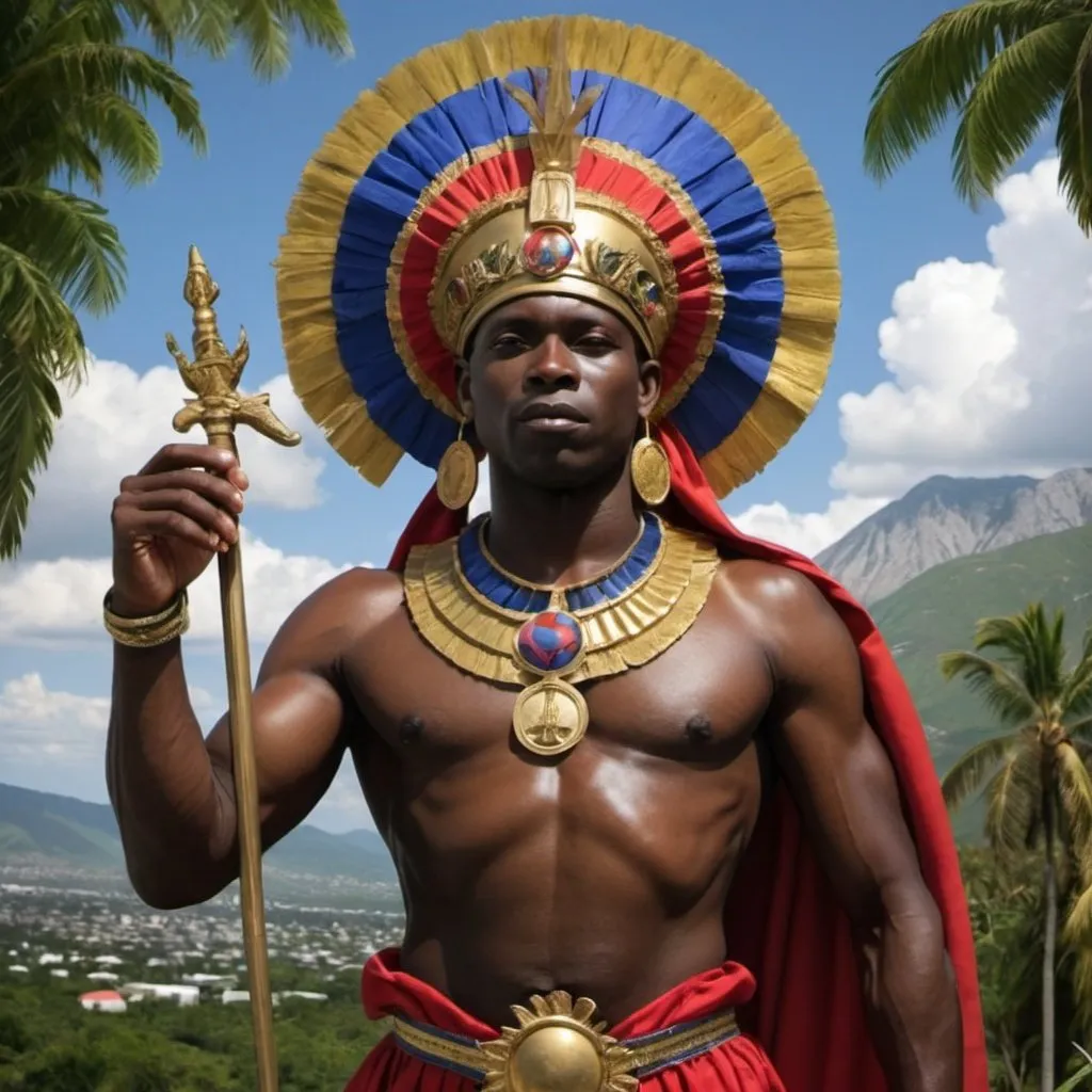 Prompt: haiti as a mythological god