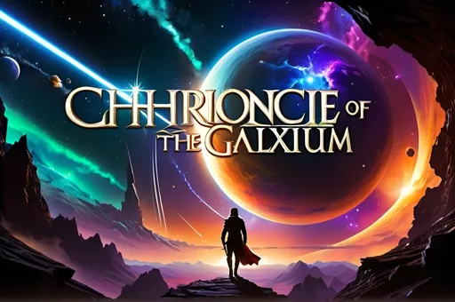 Prompt: Title - (Chronicles of the Galaxium) 

cover art in the style of a ttrpg Sci-fi fantasy, Cover art, surrealism, deep shadows, dramatic lighting, vibrant