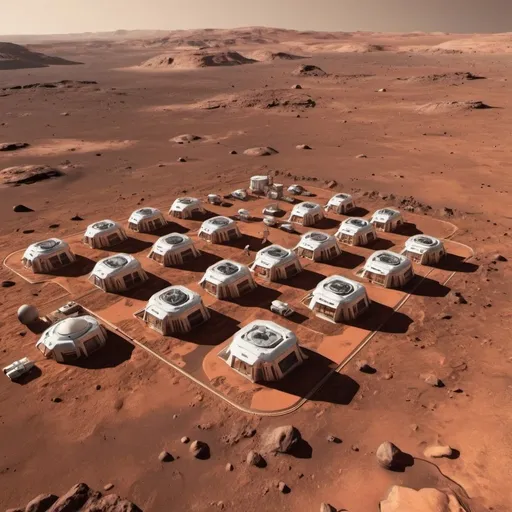 Prompt: Show mars landing apartments and houses and community on mars