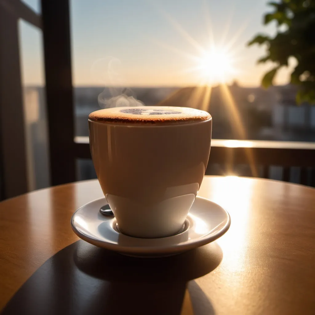 Prompt: coffe, real, sun, 8k, sharp, sony shutter