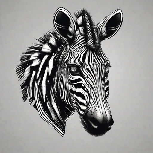 Prompt: illustration of cyberpunk zebra head
