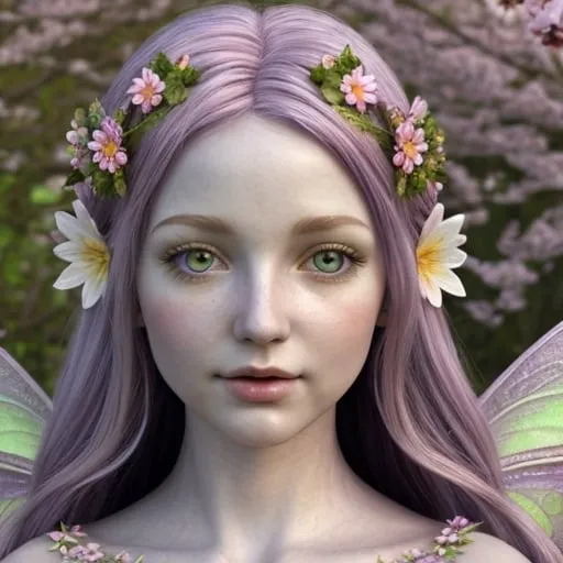 Prompt: fairy goddess with spring colors, realistic, closeup