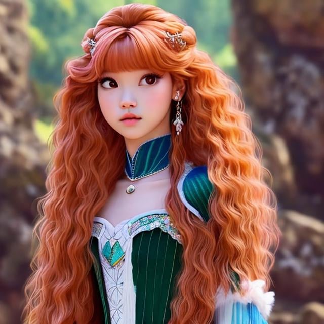 Prompt: lisa of blackpink as princess merida 