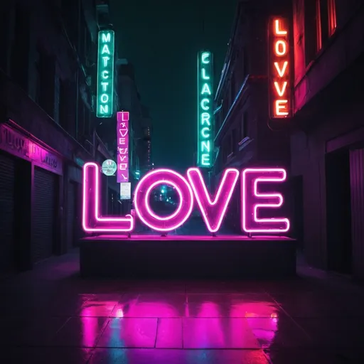 Prompt: Neon light, city love, disco, dance, love
