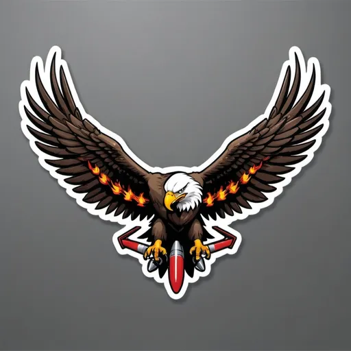 Prompt: badass eagle carrying bombs emblem decal for the side of a fighter jet flat art --chaos 30 