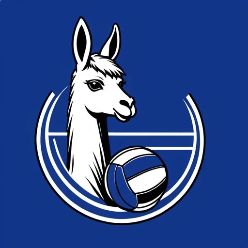 Prompt: GIrls Logo for Volley Llamas Volleyball team Royal blue

