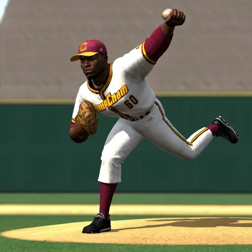 Prompt: Bethune cookman univesity pitching MVP 06 NCAA Baseball on the Playstation 2