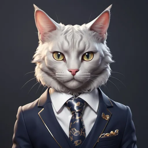 Prompt: fashionable cat avatar single