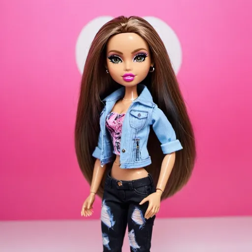 Prompt: A Bratz doll dressed in the latest fashion trends.