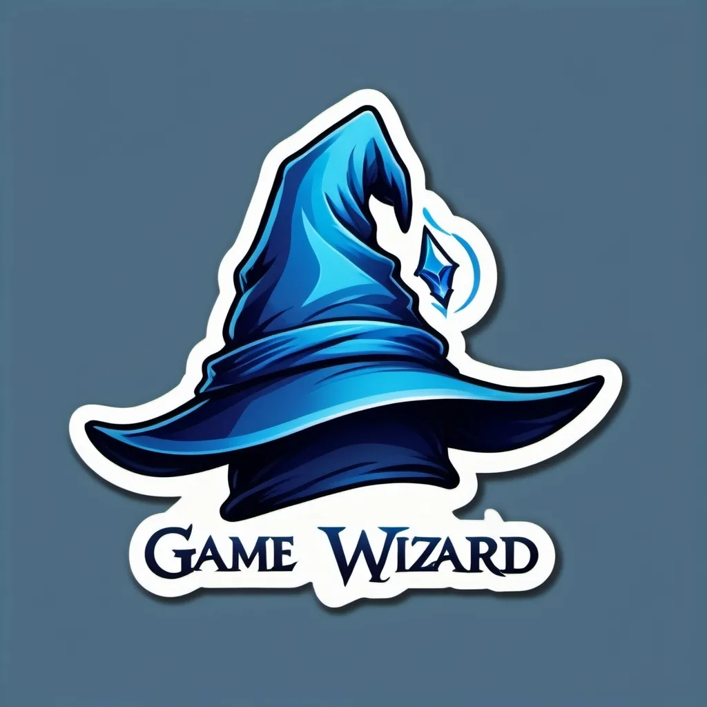 Prompt: (accurately spelled text "Game Wizard"), logo design, (iconic) blue color palette, featuring a stylized wizard hat, (mysterious) atmosphere, sleek and modern aesthetic, clean lines, subtle gradients, high-quality digital rendering, dynamic compositions, suitable for entertainment, evokes fantasy themes, captivating yet simple design, perfect for a gaming audience. No human, no people
