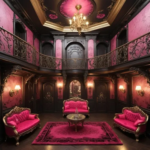 Prompt: ornate fantasy luxury brothel multiple rooms