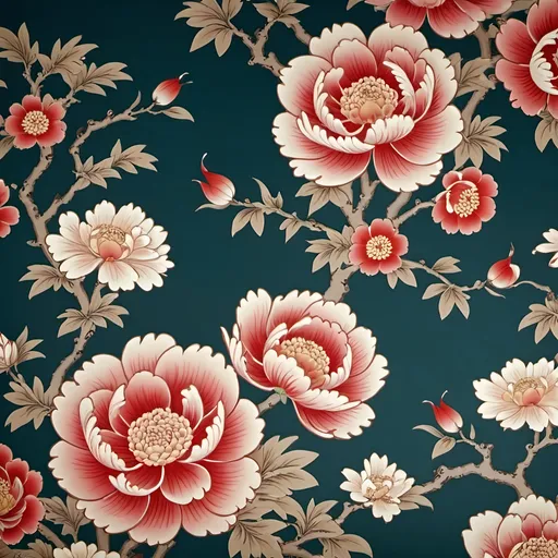 Prompt: chinese flower wallpaper design
