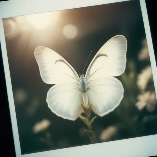 Prompt: polaroid photo of a white butterfly ,soft lighting, photo realistic, cinematic