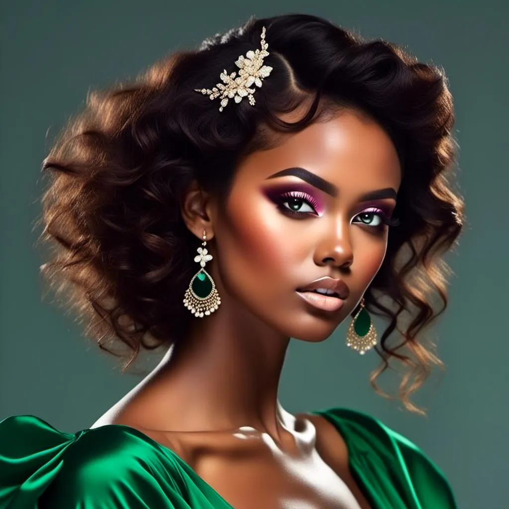 Prompt: <mymodel>beautiful makeup and hair on a gorgeous black woman