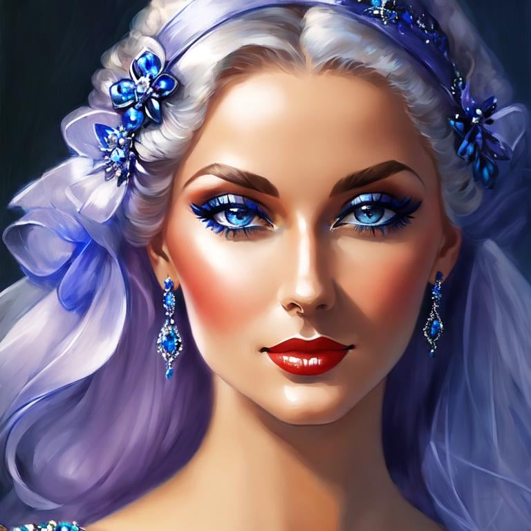 Prompt: Glamorously dressed lady of rhe 1930's wearing sapphire jewelry,blue eyes