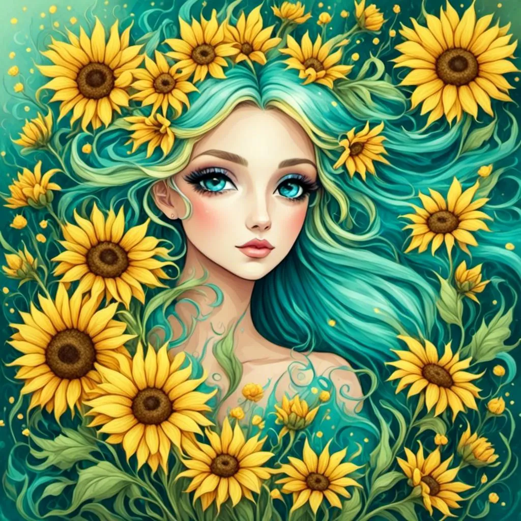 Prompt: <mymodel>Fairy princess of sunflowers