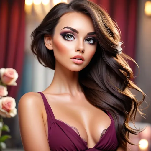 Prompt: <mymodel>Beautiful brunette woman with makeup portrait 