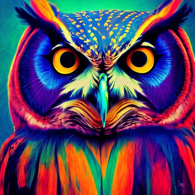 Prompt: a colorful owl portrait 