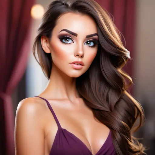 Prompt: <mymodel>Beautiful brunette woman with makeup portrait 