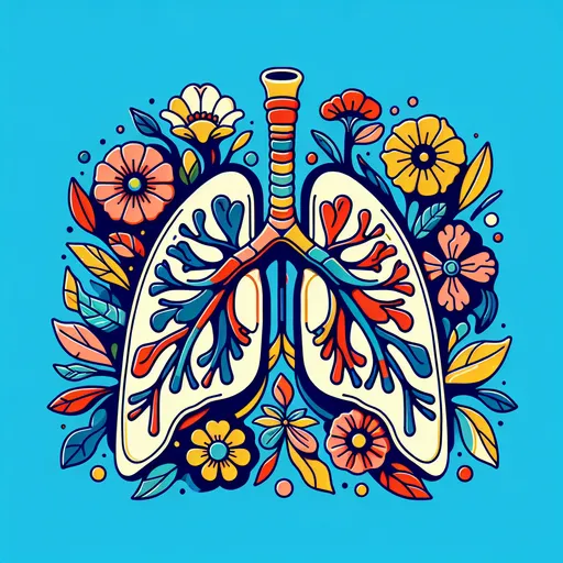 Prompt: lungs with flowers and leaves around them on a blue background Alberto Seveso, neoplasticism, detailed illustration, a detailed drawing