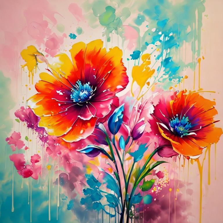 Prompt: Flower Siren graffiti art, splash art, street art, spray paint, oil gouache melting, acrylic, high contrast, colorful polychromatic, ultra detailed, ultra quality, CGSociety